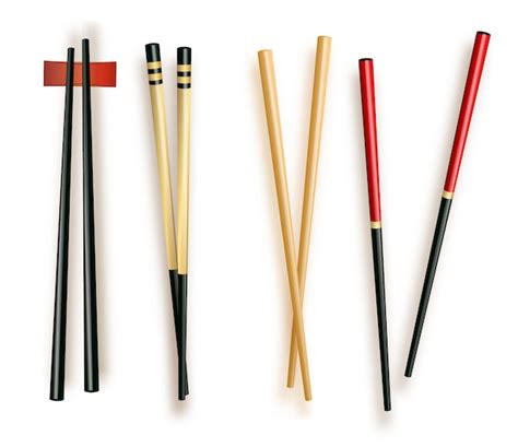 Premium Vector | Realistic 3d food chopsticks set different types.