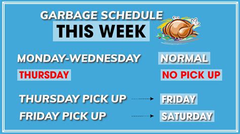 Garbage Pick Up Schedule