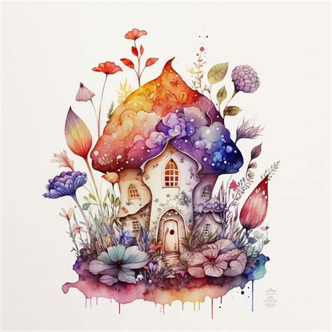 Premium AI Image | There is a watercolor painting of a house with a ...