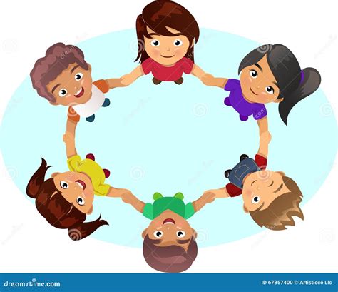 Multi-ethnic Kids Holding Hands Stock Vector - Image: 67857400