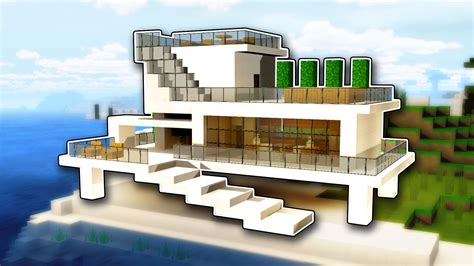 ⛏️ Minecraft: How To Build A Modern Beach House Tutorial | Modern beach ...