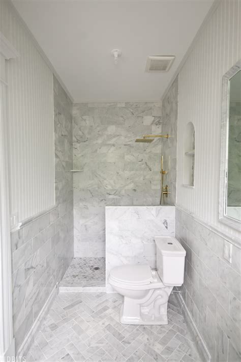 Master Bathroom Progress | Installing Marble Tile and Trim - Tidbits