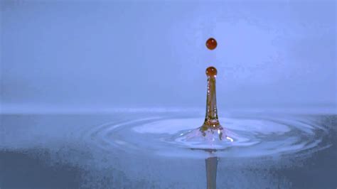 Red Water Droplet Falling in Slow Motion Breaks Surface Tension Makes ...