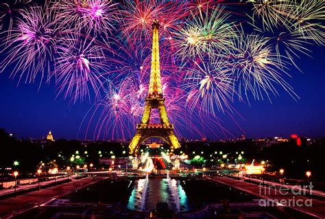 Eiffel Tower And Fireworks Photograph by Trevor Payne