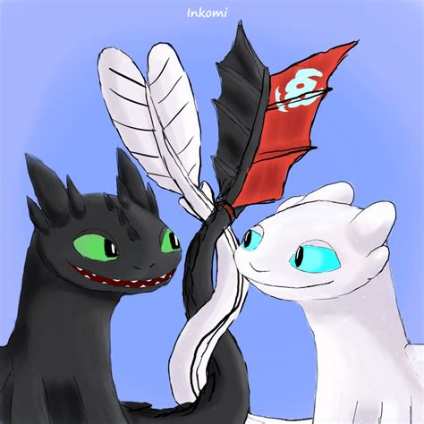 Toothless and the Light fury by Inkomi on DeviantArt