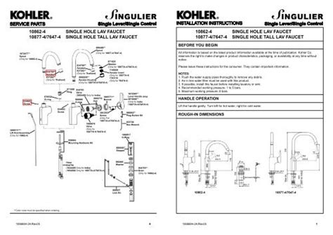 Kohler Faucet Installation Instructions