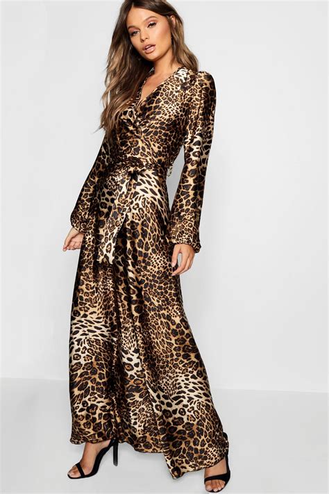 Leopard Print Satin Maxi Dress | Leopard print dress, Satin maxi dress ...