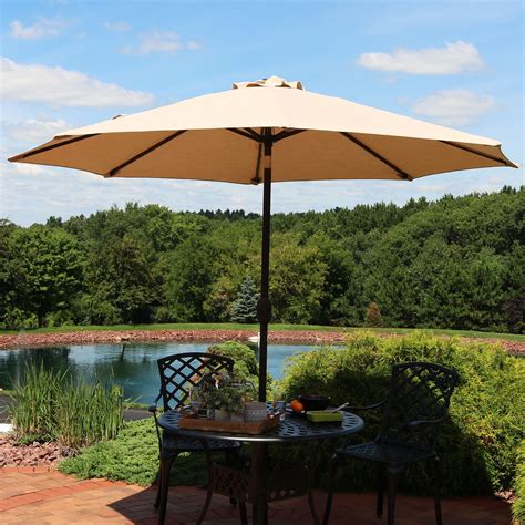 Sunnydaze Sunbrella Patio Umbrella with Auto Tilt and Crank, 9 Foot ...