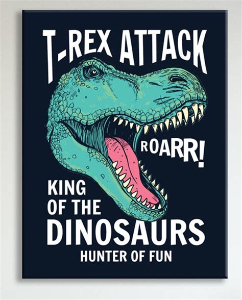 Dinosaur Print T-Rex Dinosaur Poster Dino Canvas Print | Etsy