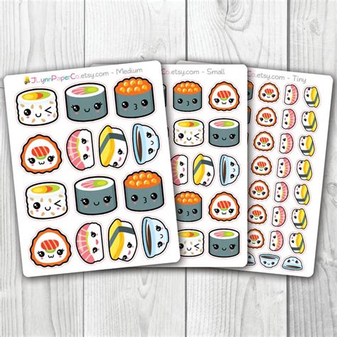 Kawaii Sushi Stickers AV005 - Etsy