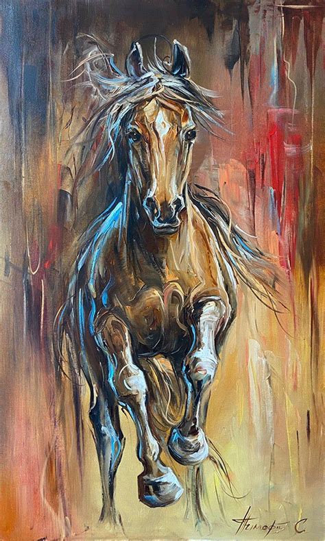 Running Horse Painting Original Horse Wall Art Canvas Animal Oil ...