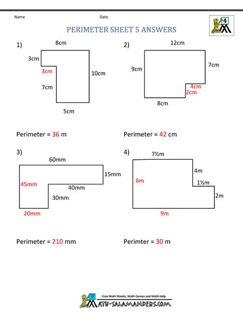 Perimeter Area And Volume Worksheets Grade 6