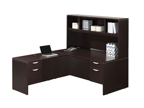 L Shaped Desk with Hutch and Drawers - PL Laminate