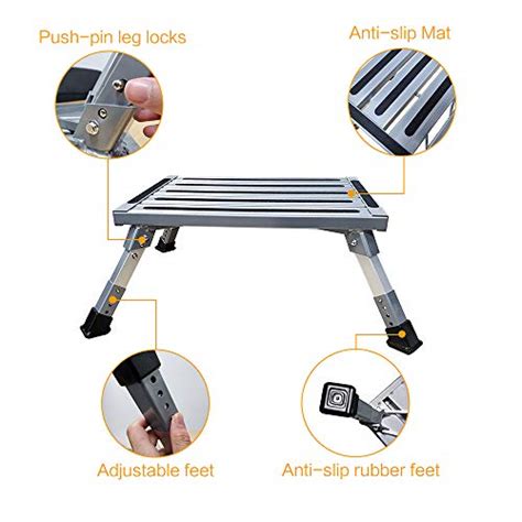 IZTOSS RV Folding Steps Platform Adjustable Height Aluminum Folding ...