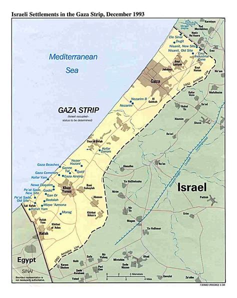 Detailed map of Israeli Settlements in the Gaza Strip - 1993 | Gaza ...