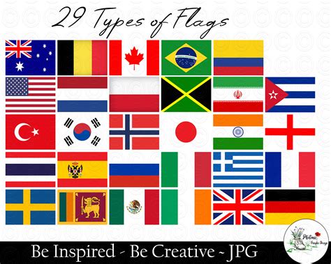 29 World Flag Clipart Country Flags A4 JPEG Prints Colourful - Etsy ...