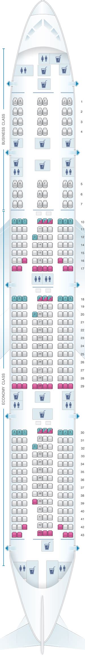 Seat Map Qatar Airways Boeing B777 300ER 358pax | SeatMaestro.com