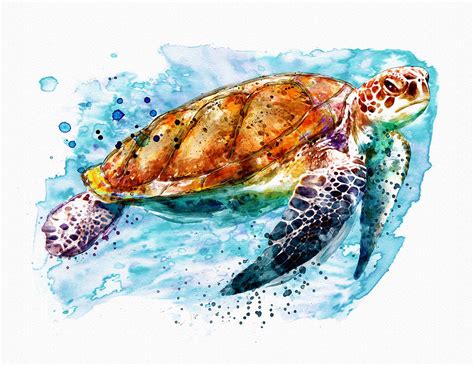 Sea Turtle Painting by Marian Voicu - Pixels