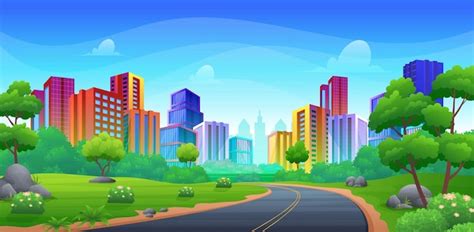 Cartoon City Road Background