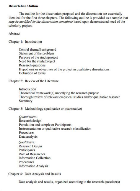 6+ Dissertation Outline Template - DOC, PDF