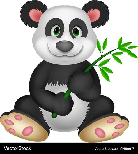 Giant panda cartoon eating bamboo Royalty Free Vector Image