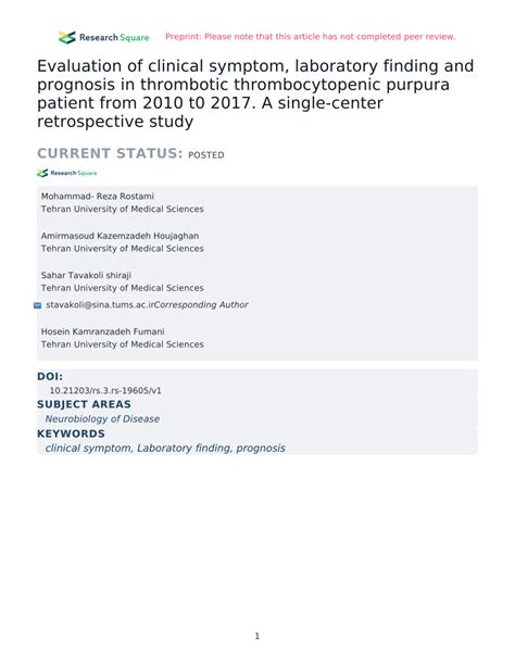 (PDF) Evaluation of clinical symptom, laboratory finding and prognosis ...