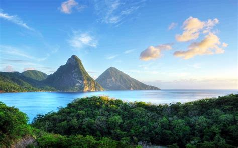 Download Tree Mountain Caribbean Sea Nature Ocean HD Wallpaper