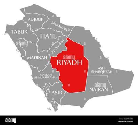 Riyadh red highlighted in map of Saudi Arabia Stock Photo - Alamy