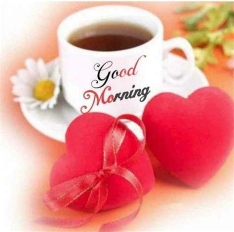 Good Morning Coffee Cup Pictures And Red Hearts Of Love For Lovers ...