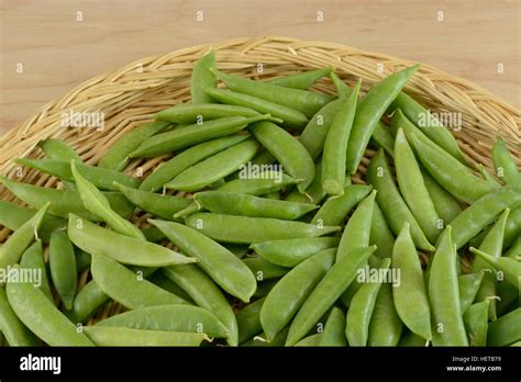 Close up of Green snap beans in plate in preparation for removing ...