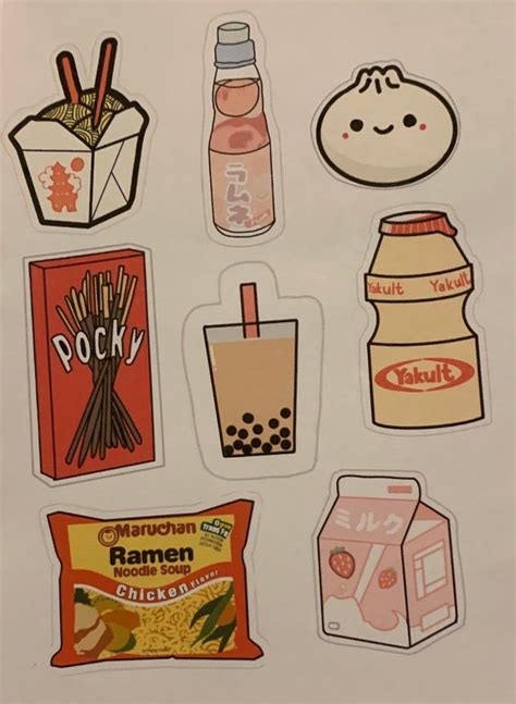 Asian Food Sticker Pack | Scrapbook stickers printable, Homemade ...