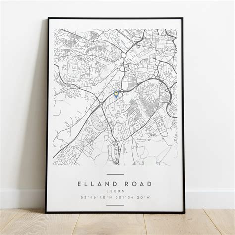 Leeds Elland Road Minimalist Stadium Map Poster