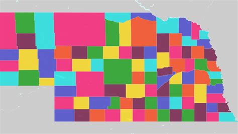 Counties of Nebraska Interactive Colorful Map