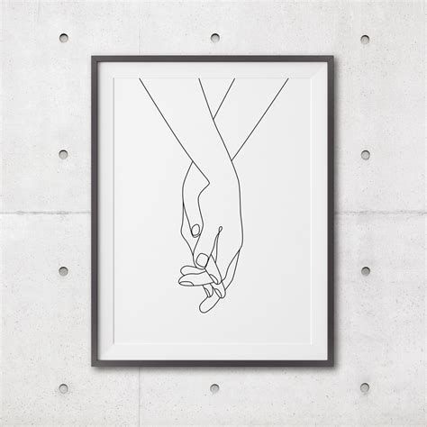 Holding Hands Prints, Hands Line Art, Printable Line Art, Minimal ...