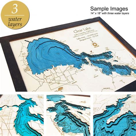 Monument Lake CO 3D Wood Map, Colorado, Nautical Wood Chart