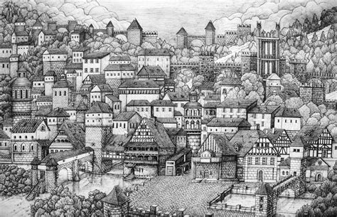 Medieval village in microfiber Painting by Fernando Manavella