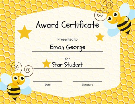 Printable Award Certificate for Kids Instant Download - Etsy