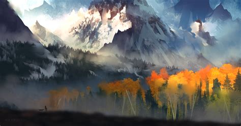 Landscape Scenery Moutain Autumn Digital Art 5k Wallpaper,HD Artist ...