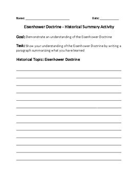 Eisenhower Doctrine - Historical Summary Activity by Jwood Education