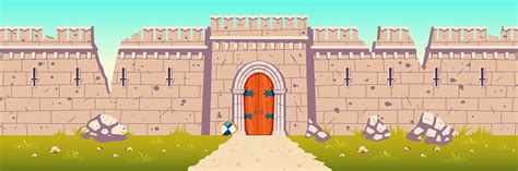 Medieval Castle Broken Ruined Wall Cartoon Vector Stock Illustration ...