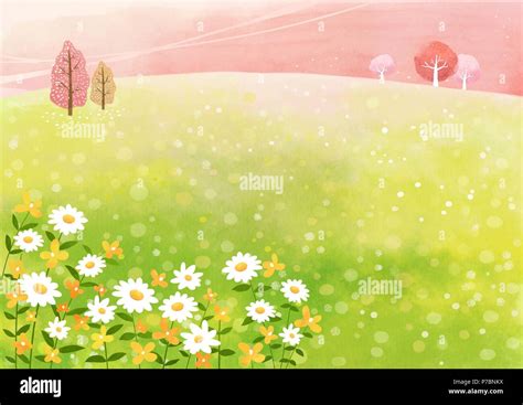 Vector - beautiful spring season landscape painting 006 Stock Vector ...