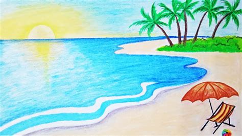 Sea Beach Beach Drawing For Kids - bmp-flow