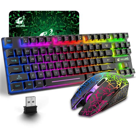 Buy Wireless Gaming Keyboard and Mouse Combo with 87 Key Rainbow LED ...