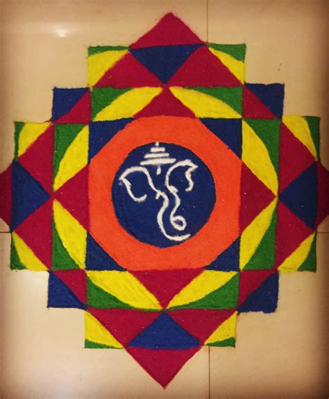 Pin by Prisha Creation on Ganpati | Rangoli designs, Simple rangoli ...