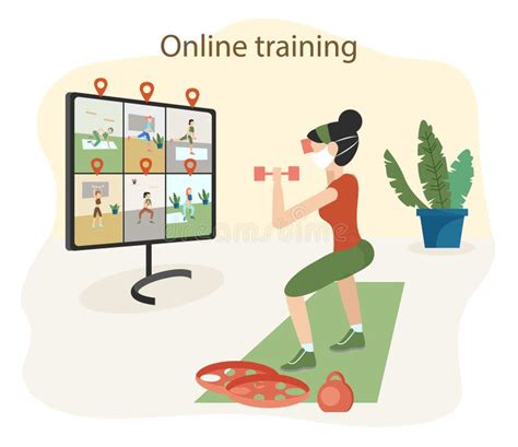 Online Fitness Training with a Trainer through the Computer Stock ...