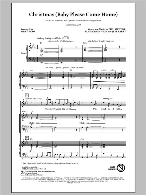 Christmas (Baby Please Come Home) | Sheet Music Direct