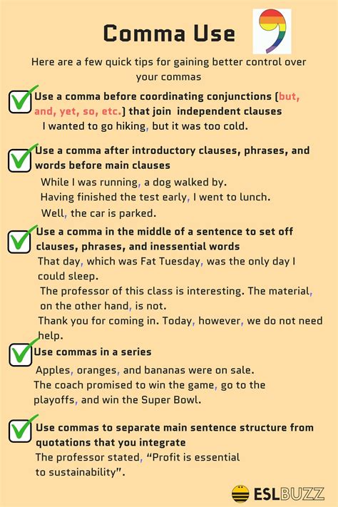 8 Rules for Using Commas Correctly! - ESLBUZZ