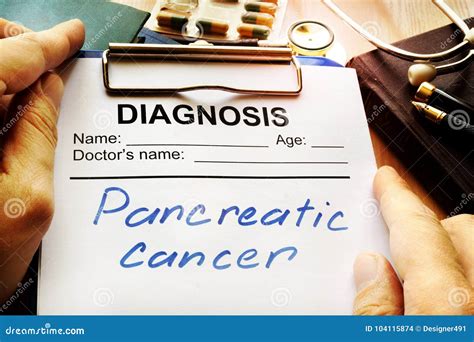 Pancreatic Cancer Diagnosis on a Medical Form. Stock Photo - Image of ...