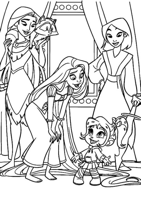 Vanellope And The Disney Princesses coloring page - Download, Print or ...