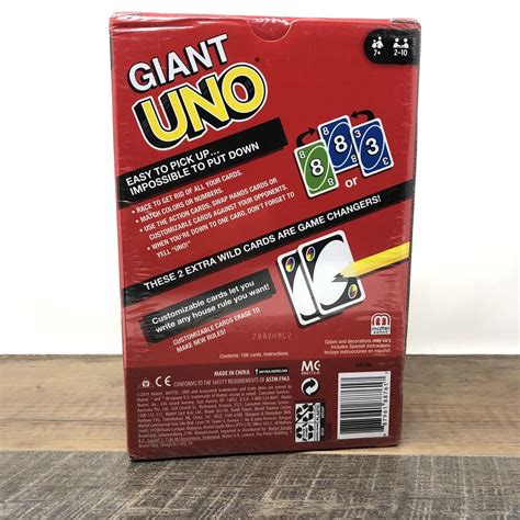 Giant UNO Card Game By Mattel — 108 Huge Jumbo Cards - Brand New Sealed ...